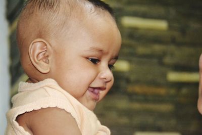 Close-up portrait of cute baby girl