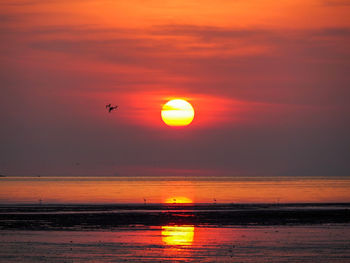 Scenic view of sunset over sea