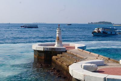 Scenic view of sea against clear sky