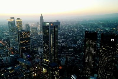 Aerial view of city at night