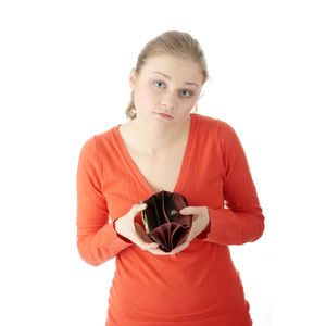Portrait of a beautiful young woman against white background