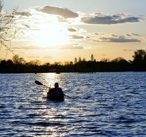 Boat sailing in river