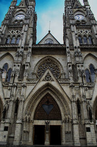 Low angle view of church against blue sky