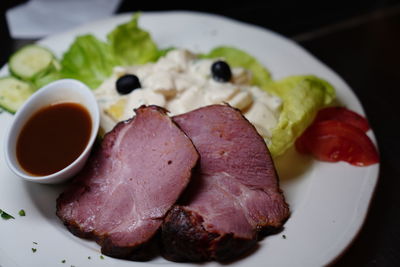 Close-up of meal served in plate