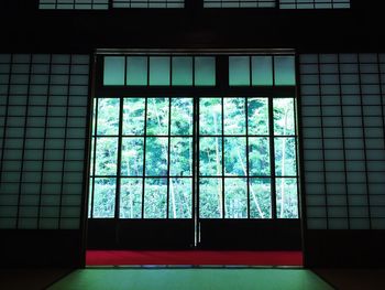 View of building through window