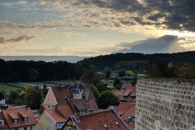 High angle view of townscape against sky