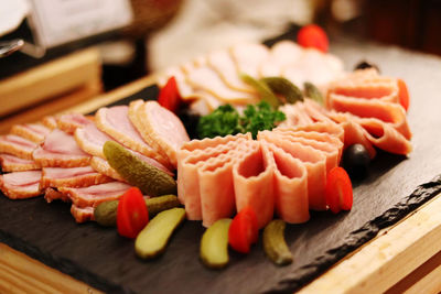 Close-up of seafood on table