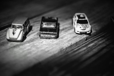 Close-up of toy car on table