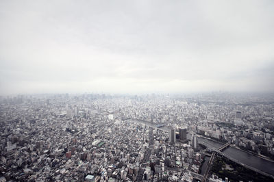 High angle view of cityscape against sky