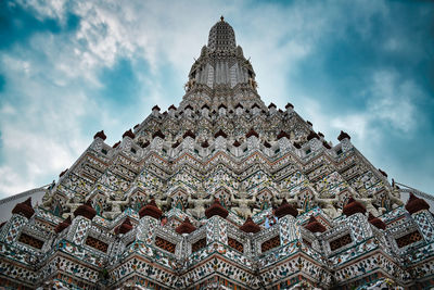 Low angle view of temple building against sky