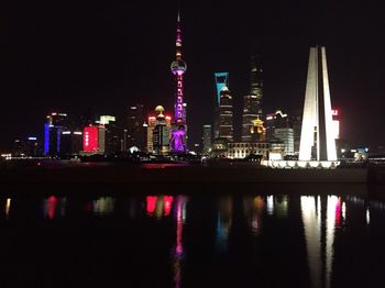 City lit up at night