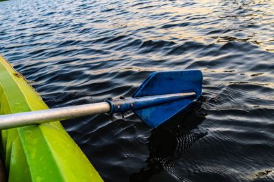 High angle view of boat floating on sea