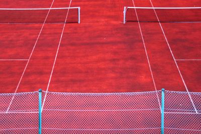 High angle view of basketball court