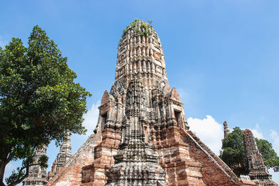 Low angle view of temple building against sky