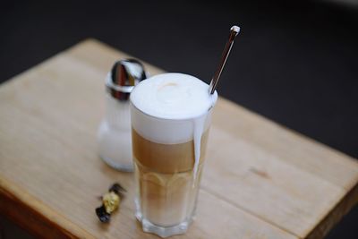 Close-up of coffee cup on table