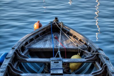 Small wooden boat at the port.