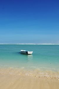 Scenic view of sea against blue sky