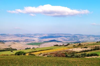 Scenic view of landscape against cloudy sky