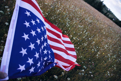 Low angle view of american flag