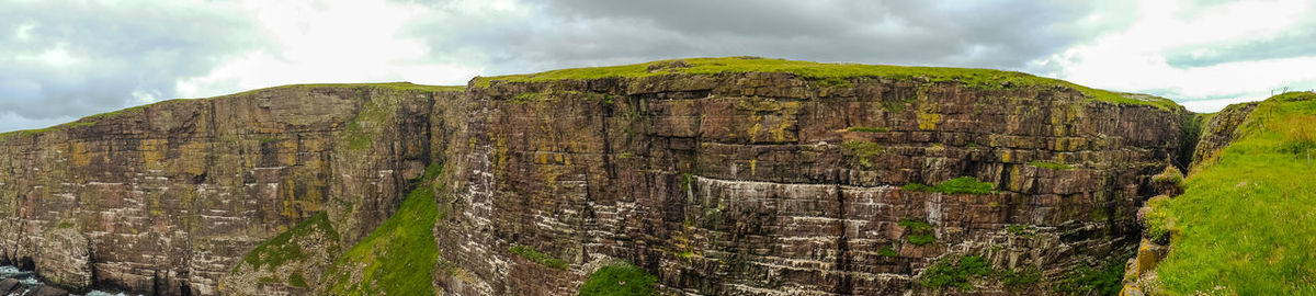 Panoramic view of rock formations against sky