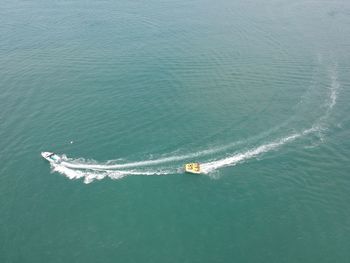 High angle view of ship in sea