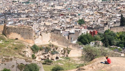 High angle shot of townscape