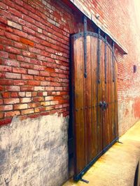 Closed door of brick wall