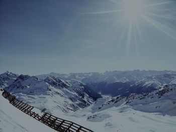 Scenic view of snow mountains against sky