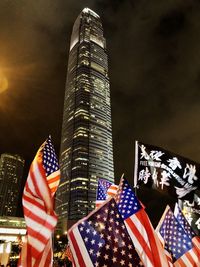 Low angle view of flag against sky