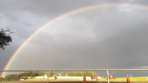 Scenic view of rainbow against sky