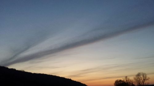 Low angle view of silhouette trees against sky at sunset