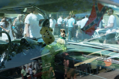 High angle view of woman looking away