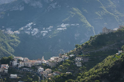 Pontone and the ruins of the basilica sant' estachio in the mountains along the amalfi coast, italy