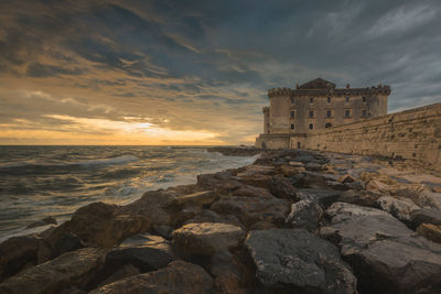 Scenic view of sea against cloudy sky