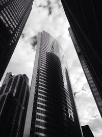 Low angle view of skyscrapers against sky