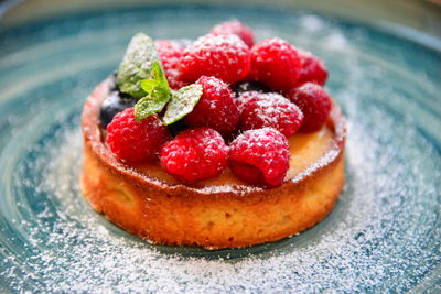 Close-up of strawberries in plate