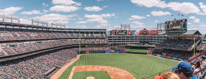 High angle view of crowd at baseball stadium