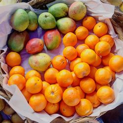 High angle view of fruits for sale