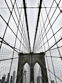 Low angle view of suspension bridge