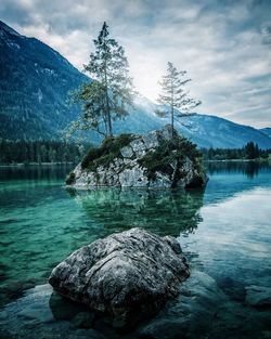 Scenic view of lake against sky