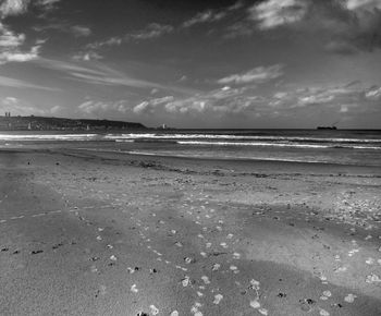 Scenic view of beach against sky