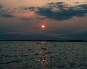 Scenic view of sea against sky at sunset