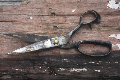 High angle view of bicycle on table