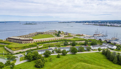 High angle view of sea against sky