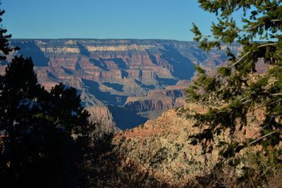 Scenic view of mountains against clear sky