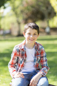 Portrait of boy at park