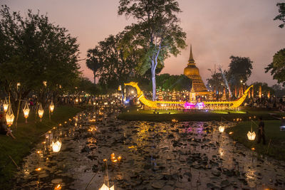 View of illuminated building at night