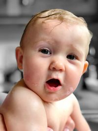 Close-up portrait of cute baby girl