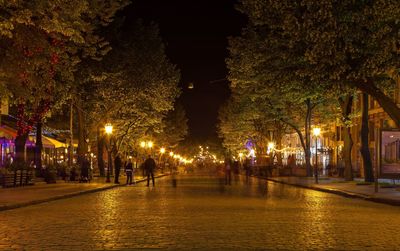 Illuminated street light at night