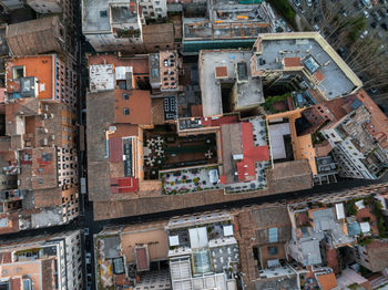 High angle view of buildings in city